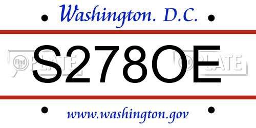 S278OE District Of Columbia License Plate