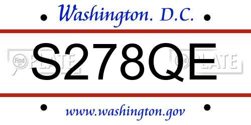 S278QE District Of Columbia License Plate