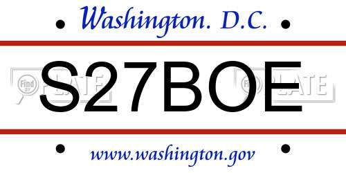 S27BOE District Of Columbia License Plate