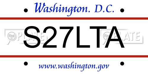 S27LTA District Of Columbia License Plate