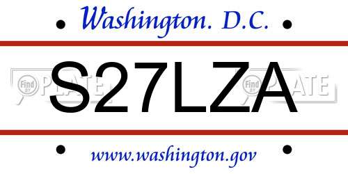 S27LZA District Of Columbia License Plate
