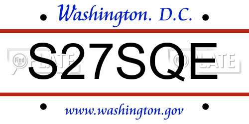S27SQE District Of Columbia License Plate