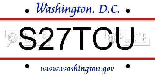 S27TCU District Of Columbia License Plate