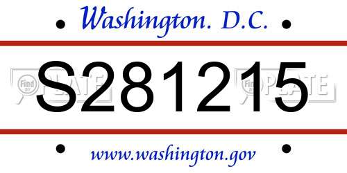 S281215 District Of Columbia License Plate