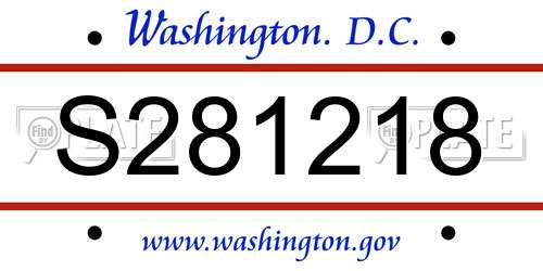 S281218 District Of Columbia License Plate