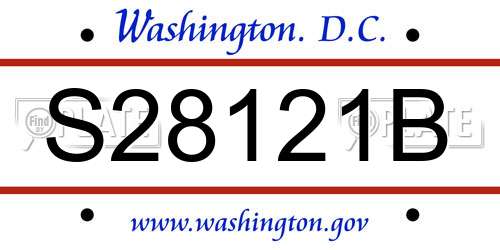 S28121B District Of Columbia License Plate
