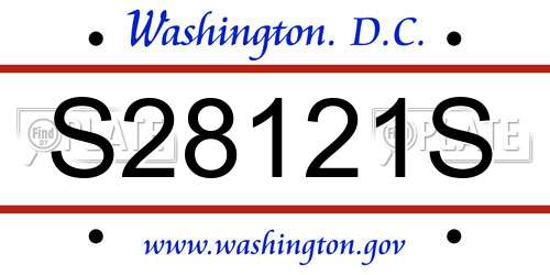 S28121S District Of Columbia License Plate