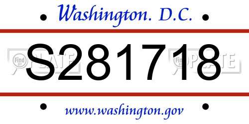S281718 District Of Columbia License Plate
