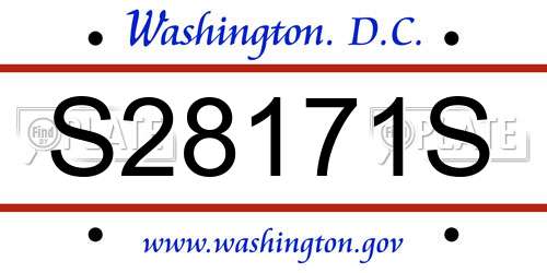 S28171S District Of Columbia License Plate