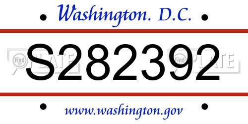 S282392 District Of Columbia License Plate