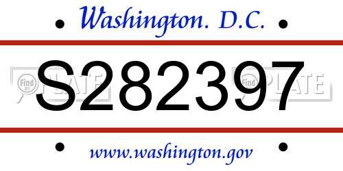 S282397 District Of Columbia License Plate