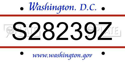 S28239Z District Of Columbia License Plate