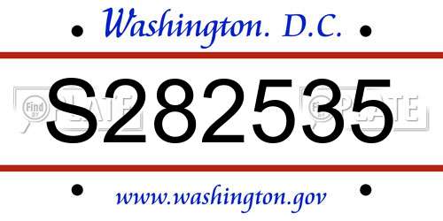 S282535 District Of Columbia License Plate