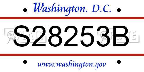 S28253B District Of Columbia License Plate