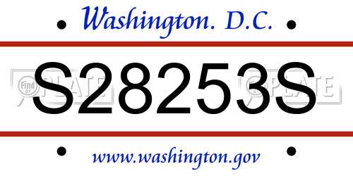 S28253S District Of Columbia License Plate