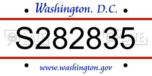 S282835 District Of Columbia License Plate