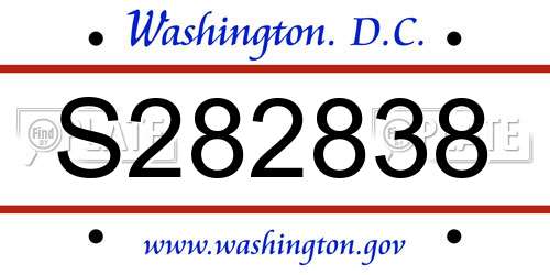 S282838 District Of Columbia License Plate