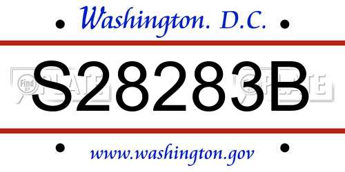 S28283B District Of Columbia License Plate