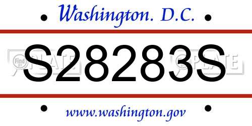 S28283S District Of Columbia License Plate