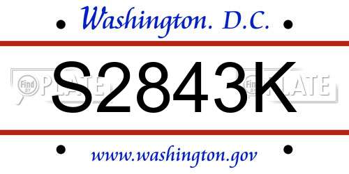 S2843K District Of Columbia License Plate