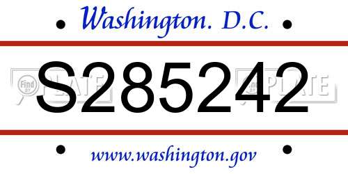 S285242 District Of Columbia License Plate