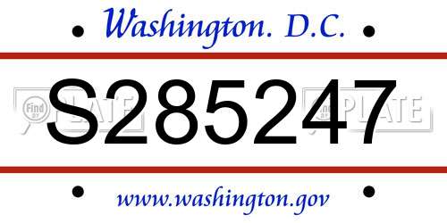 S285247 District Of Columbia License Plate