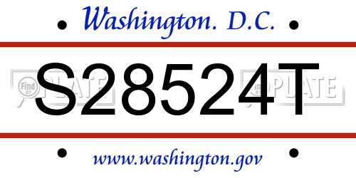 S28524T District Of Columbia License Plate