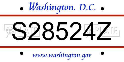 S28524Z District Of Columbia License Plate