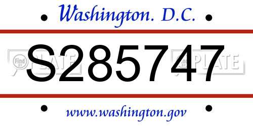 S285747 District Of Columbia License Plate