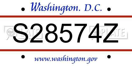 S28574Z District Of Columbia License Plate
