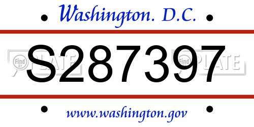 S287397 District Of Columbia License Plate