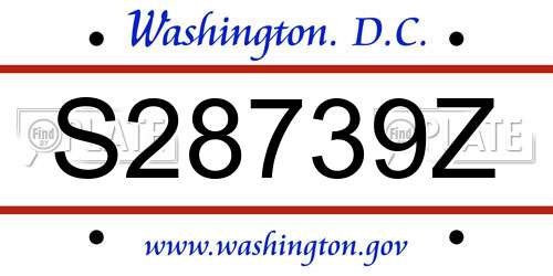 S28739Z District Of Columbia License Plate
