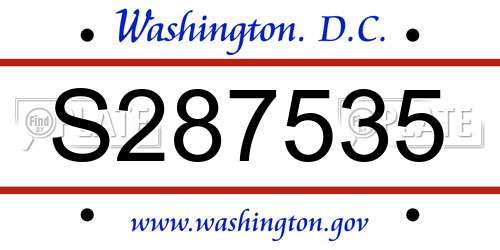 S287535 District Of Columbia License Plate