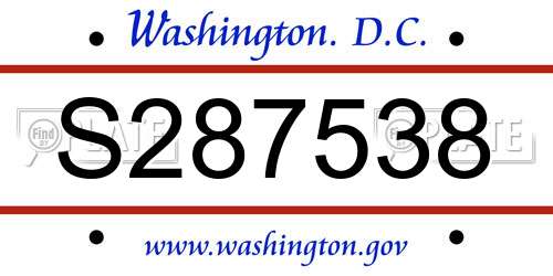 S287538 District Of Columbia License Plate