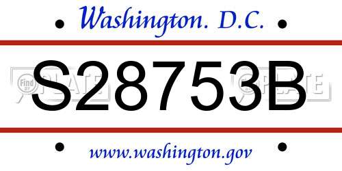 S28753B District Of Columbia License Plate