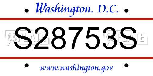 S28753S District Of Columbia License Plate