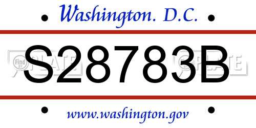 S28783B District Of Columbia License Plate