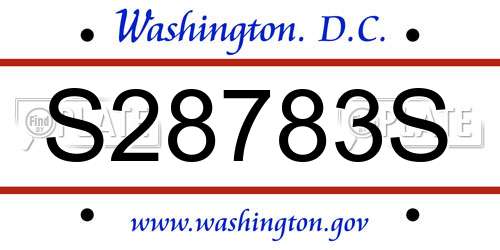 S28783S District Of Columbia License Plate