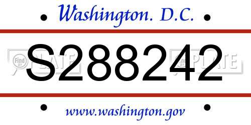 S288242 District Of Columbia License Plate