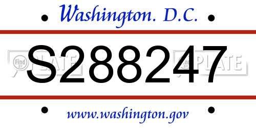 S288247 District Of Columbia License Plate