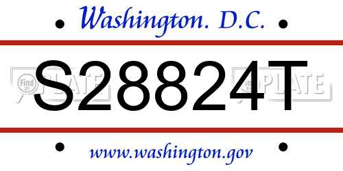 S28824T District Of Columbia License Plate