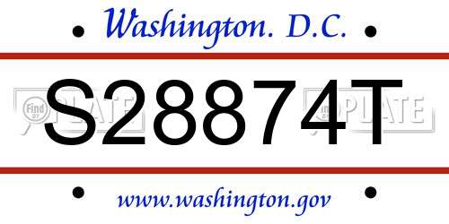 S28874T District Of Columbia License Plate