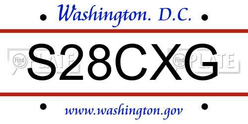 S28CXG District Of Columbia License Plate