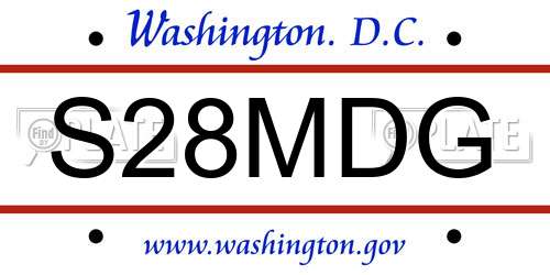 S28MDG District Of Columbia License Plate