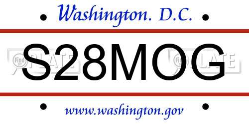 S28MOG District Of Columbia License Plate
