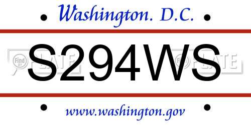 S294WS District Of Columbia License Plate