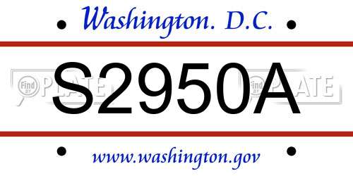 S2950A District Of Columbia License Plate