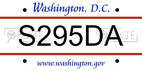 S295DA District Of Columbia License Plate