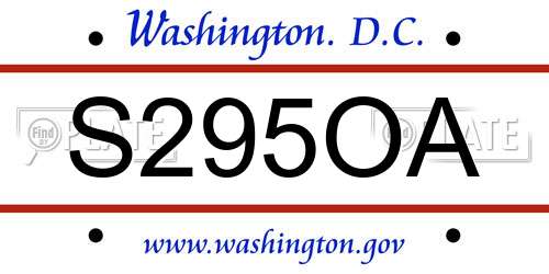 S295OA District Of Columbia License Plate