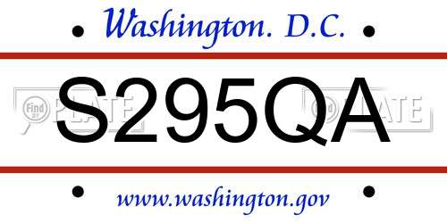 S295QA District Of Columbia License Plate